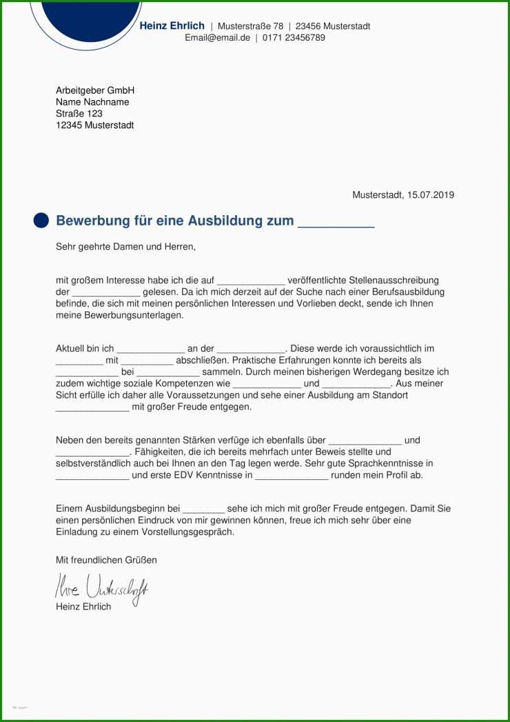Freiwilliges Praktikum Bewerbung Muster