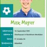 Fußballspieler Steckbrief Vorlage