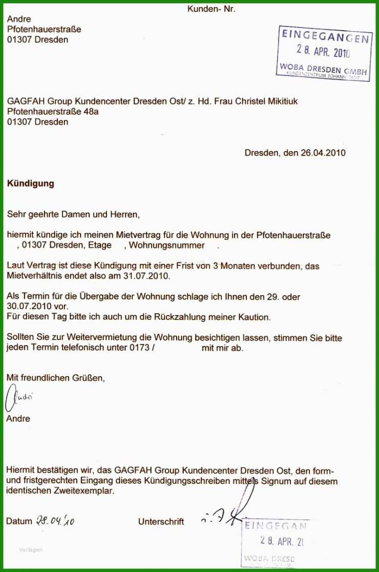Gagfah Mietvertrag Kündigen