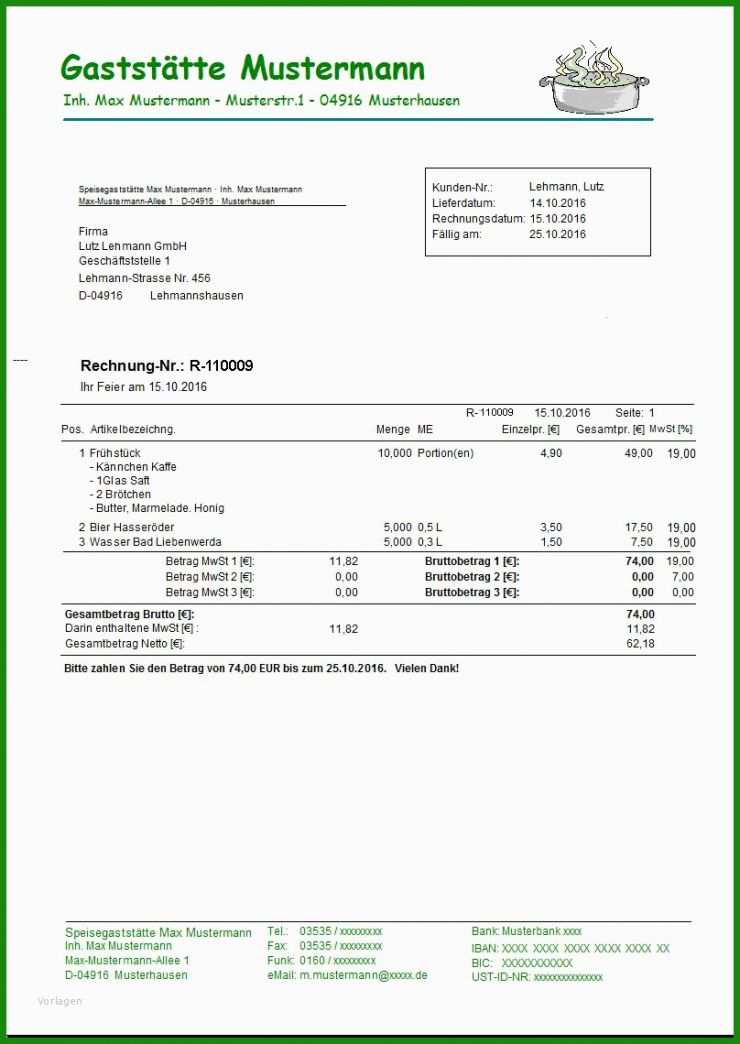 Gastronomie Rechnung Muster 4 Gastronomie Rechnung Muster