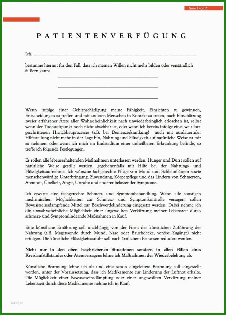 Generalvollmacht Vorsorgevollmacht Patientenverfügung Muster