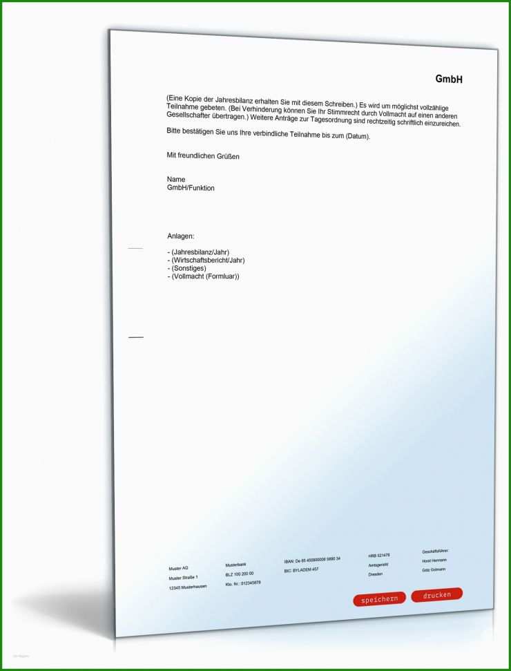 Gesellschafterversammlung Gmbh Protokoll Muster