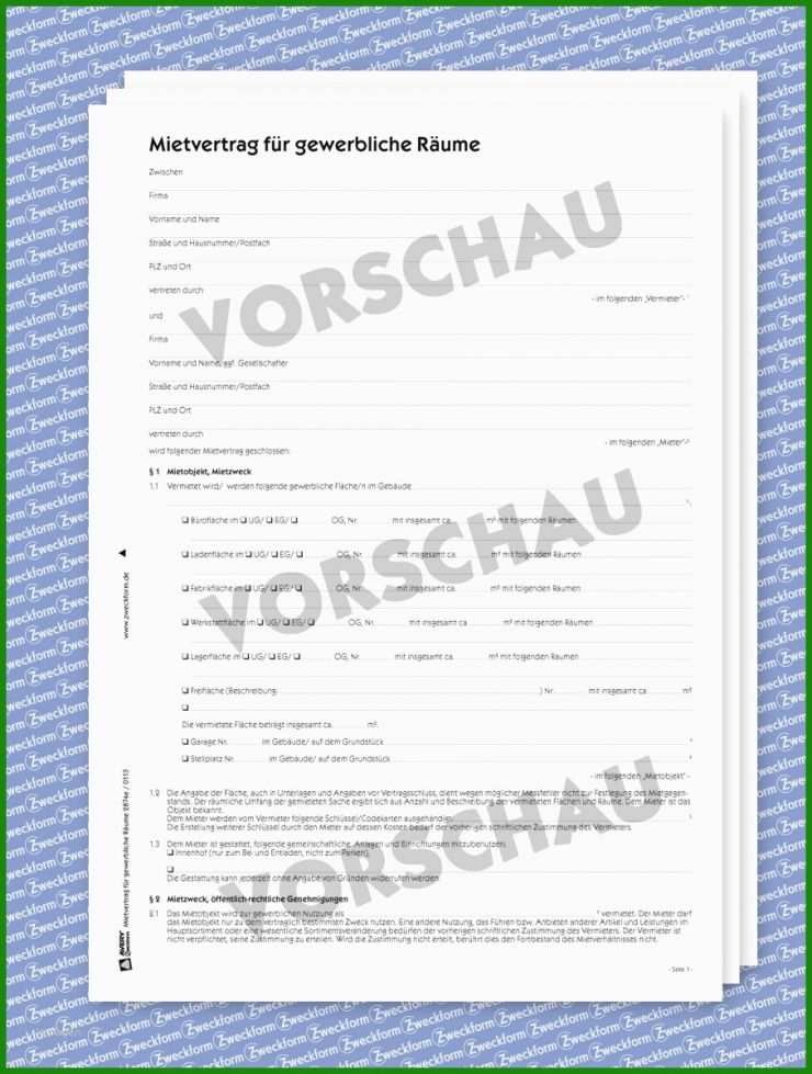 Gewerblicher Mietvertrag Vorlage