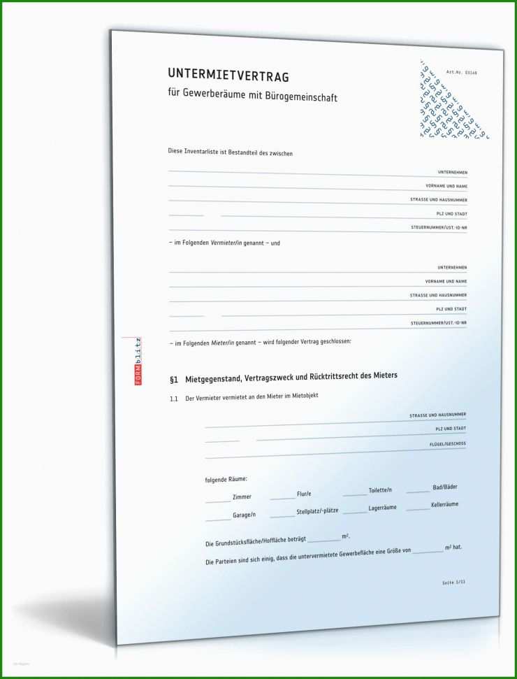Gewerblicher Untermietvertrag Muster