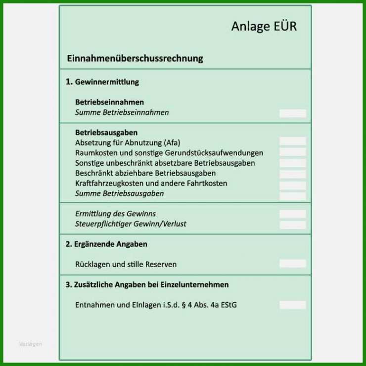 Gewinn Verlust Rechnung Vorlage