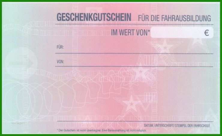 Gutschein Führerschein Vorlage Kostenlos