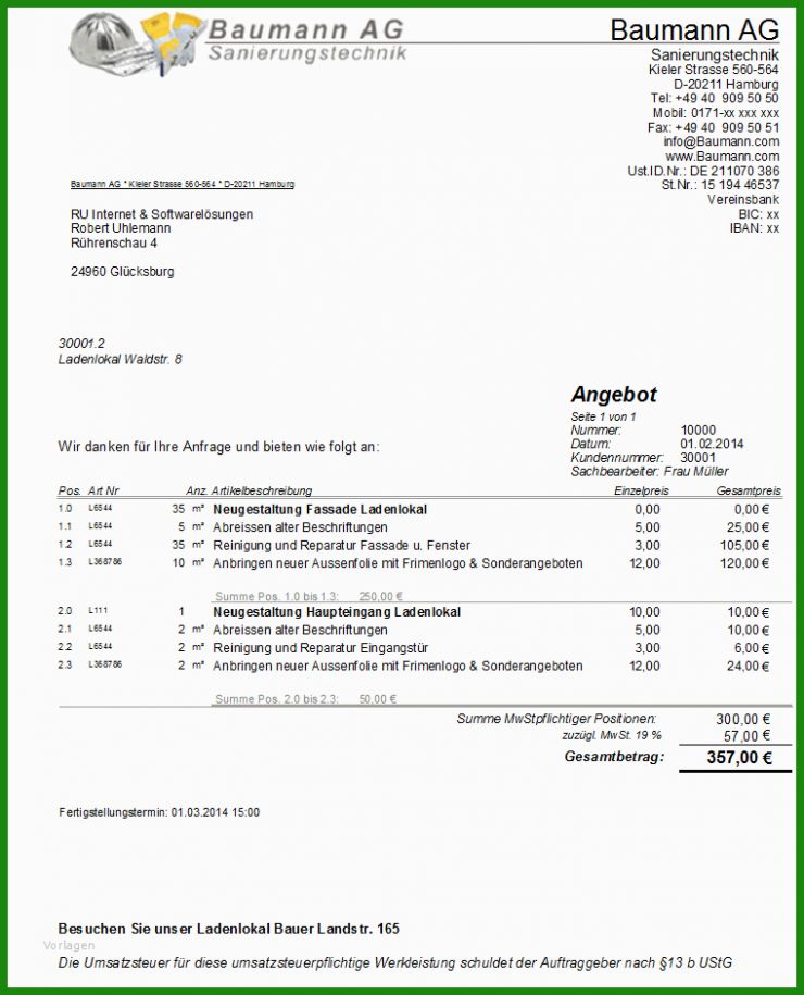 Handwerk Rechnung Muster
