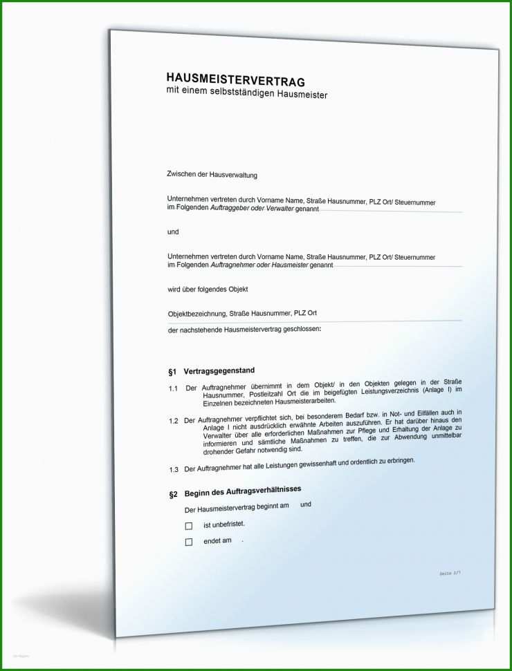 Hausmeister Rechnung Vorlage