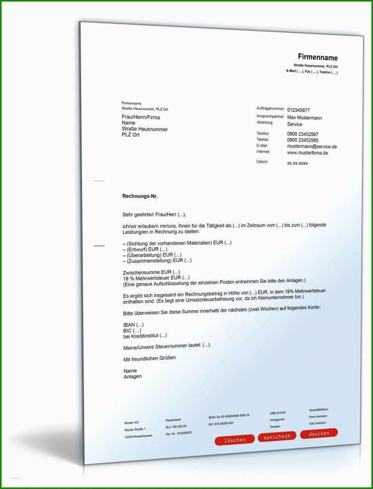 Honorararzt Rechnung Vorlage