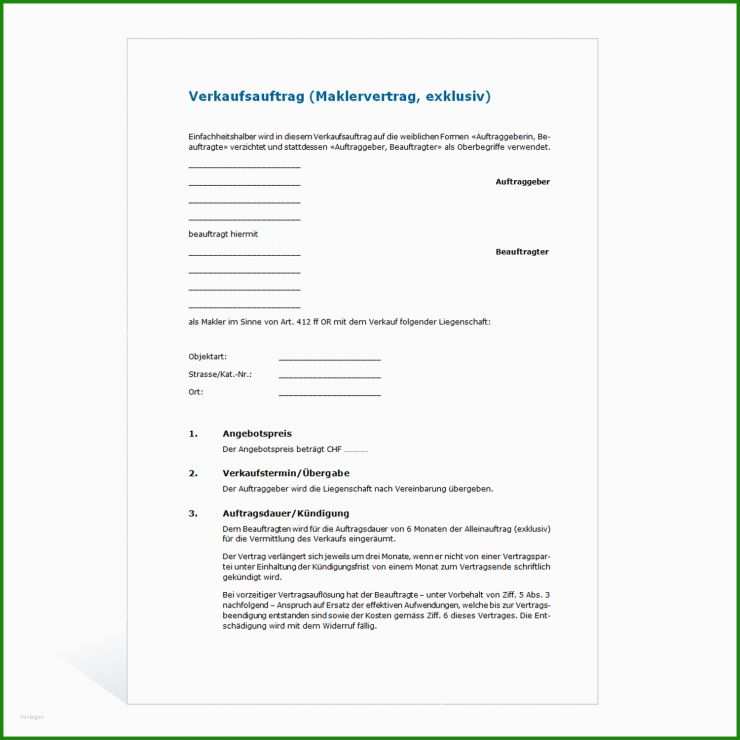 Immobilien Kaufvertrag Vorlage