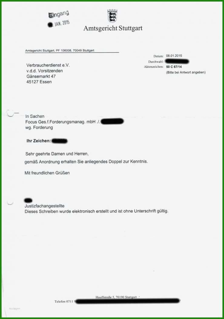 Inkasso Brief Vorlage