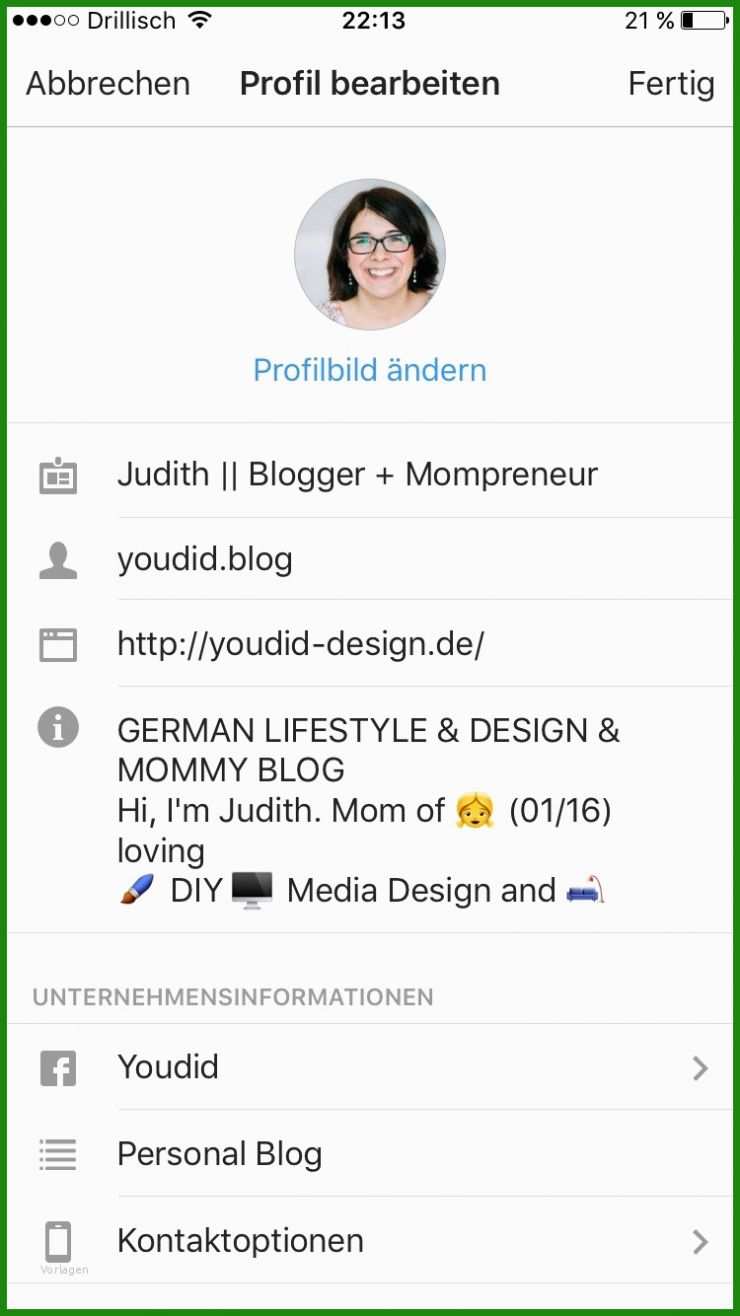 Instagram Steckbrief Vorlage