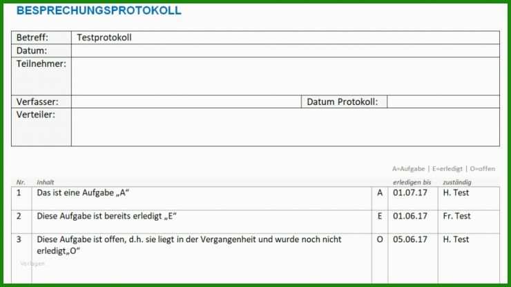 Jour Fix Protokoll Vorlage