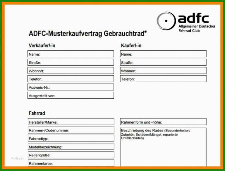 Kaufvertrag Allgemein Vorlage Kostenlos