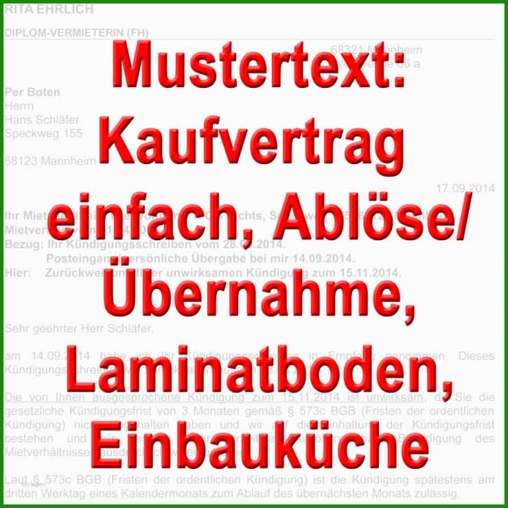 Kaufvertrag Küche Nachmieter Muster