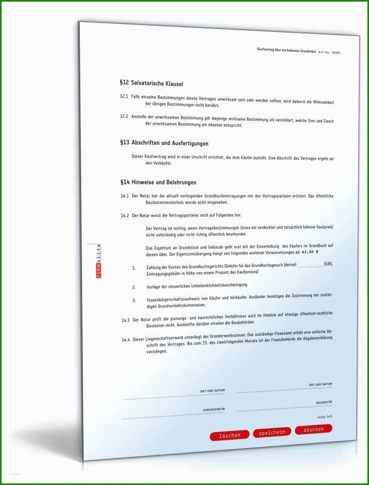 Kaufvertrag Muster Grundstück