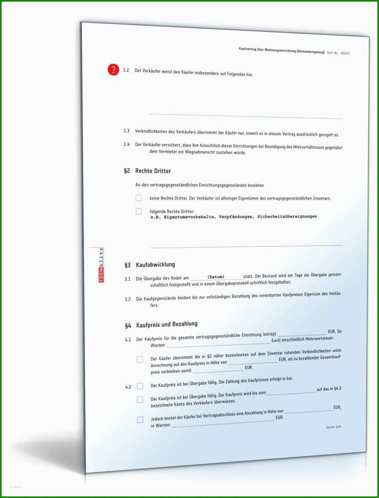 Kaufvertrag Muster Möbel Nachmieter