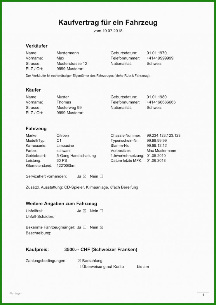 Kaufvertrag Roller Vorlage Kostenlos