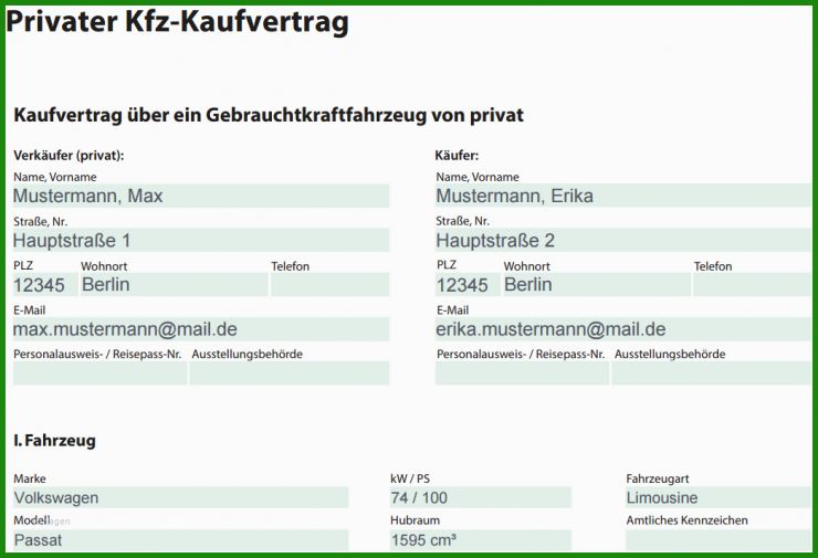 Kaufvertrag Unfallwagen Privat Muster