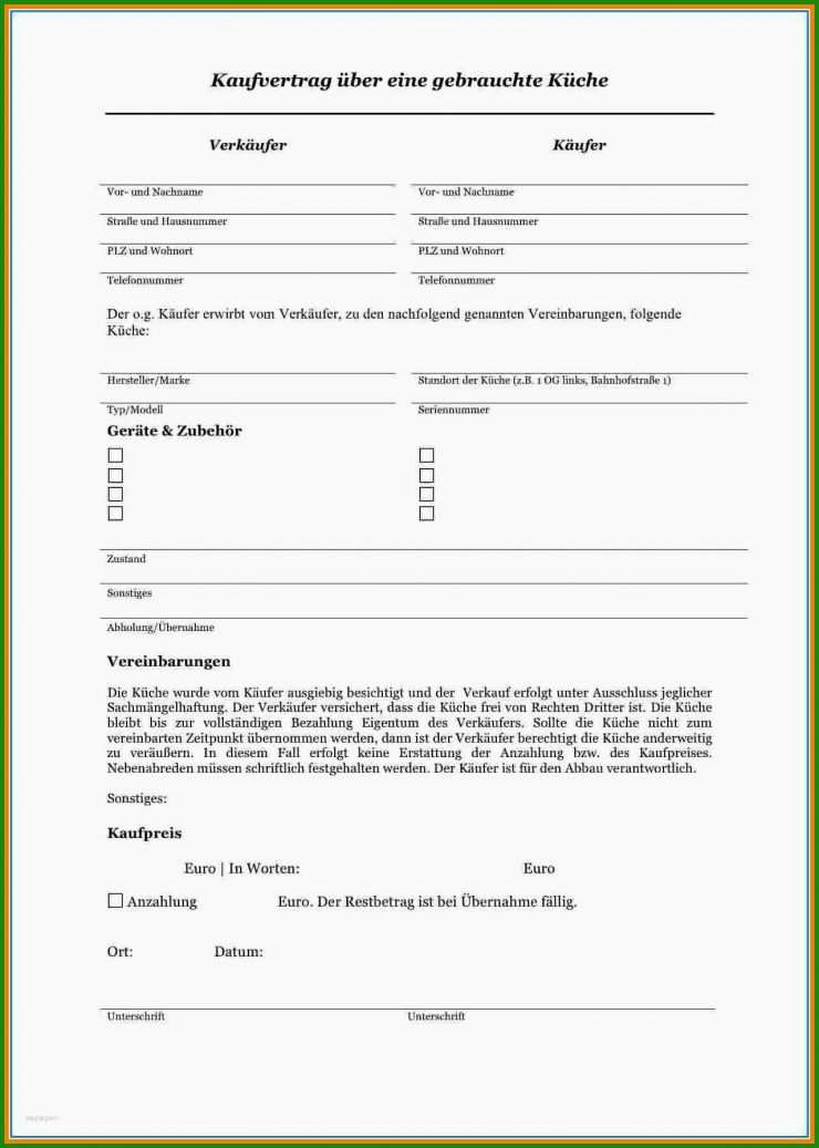 Kaufvertrag Von Privat Muster