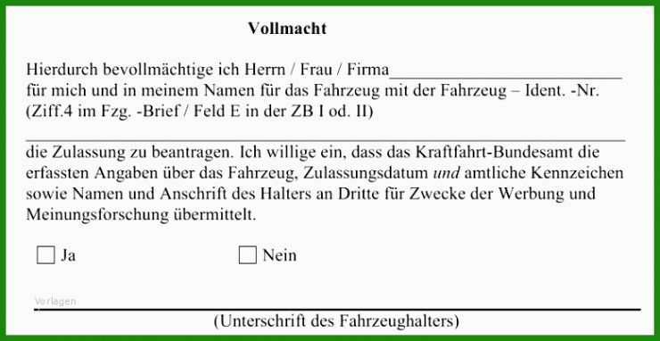 Kfz Vollmacht Muster