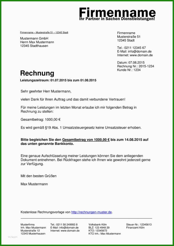 Kleingewerbe Muster Rechnung