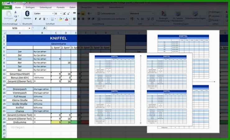Kniffel Excel Vorlage