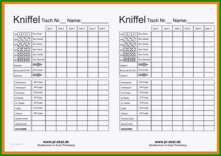 Kniffel Extreme Vorlage