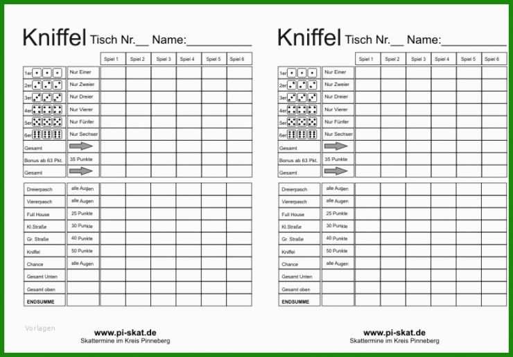 Kniffelblatt Zum Ausdrucken