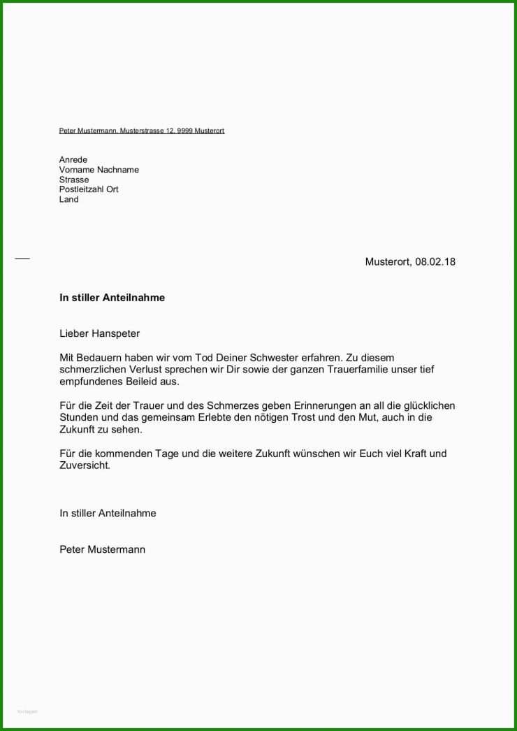 Kondolenzschreiben Muster