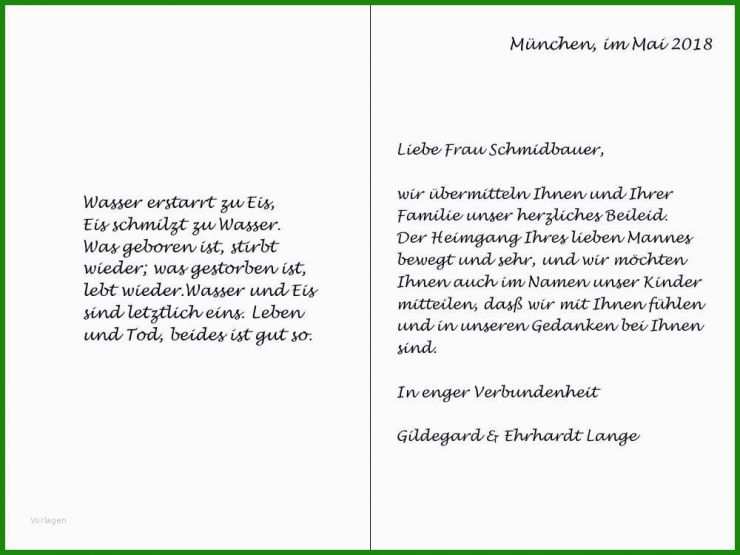 Kondolenzschreiben Vorlage