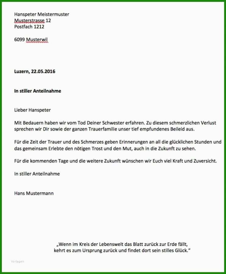 Kondolenzschreiben Vorlagen Kostenlos