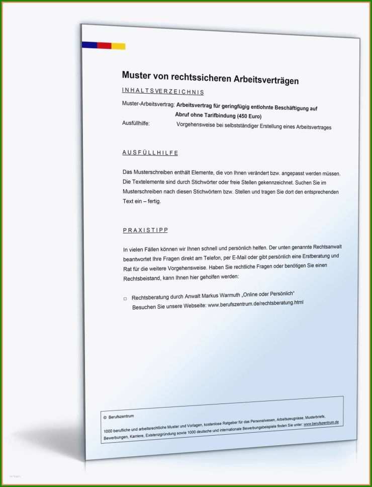 Kostenlos Vorlage Arbeitsvertrag