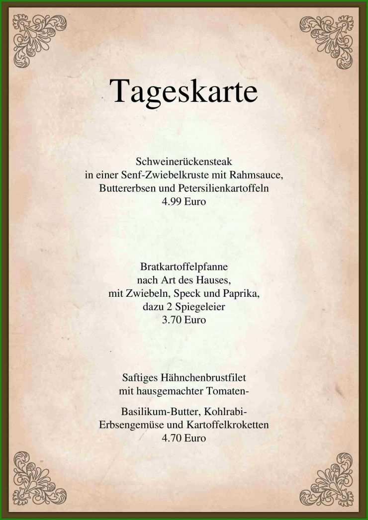 Kostenlose Speisekarte Vorlage
