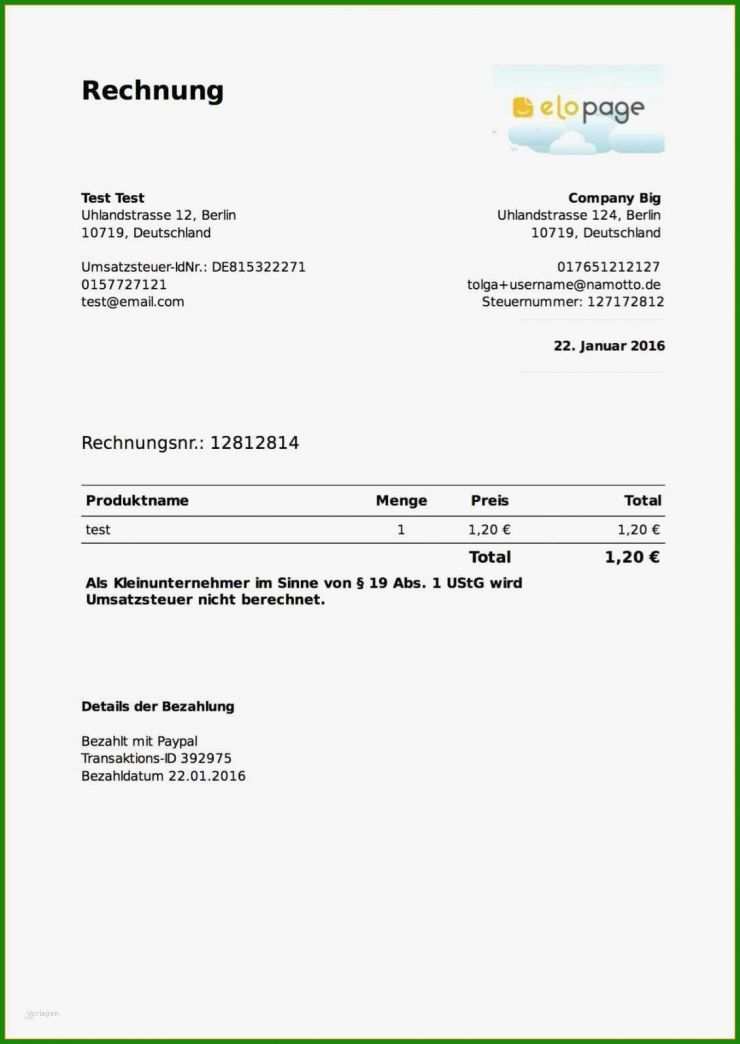Kostenlose Vorlage Rechnung Kleinunternehmer