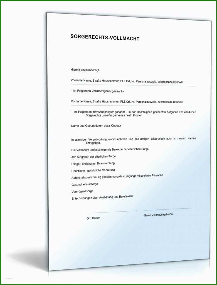 Kostenlose Vorlage Vollmacht