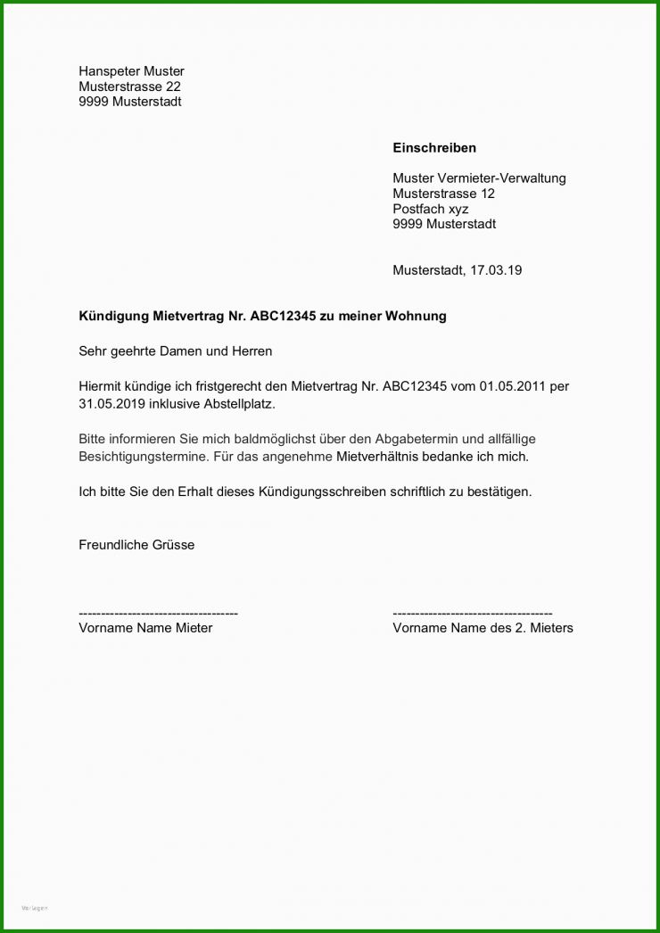 Küdigung Arbeitsvertrag Vorlage