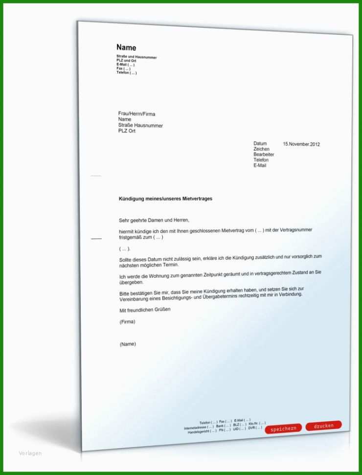 Kündigung Mietvertrag Muster Vermieter Kostenlos