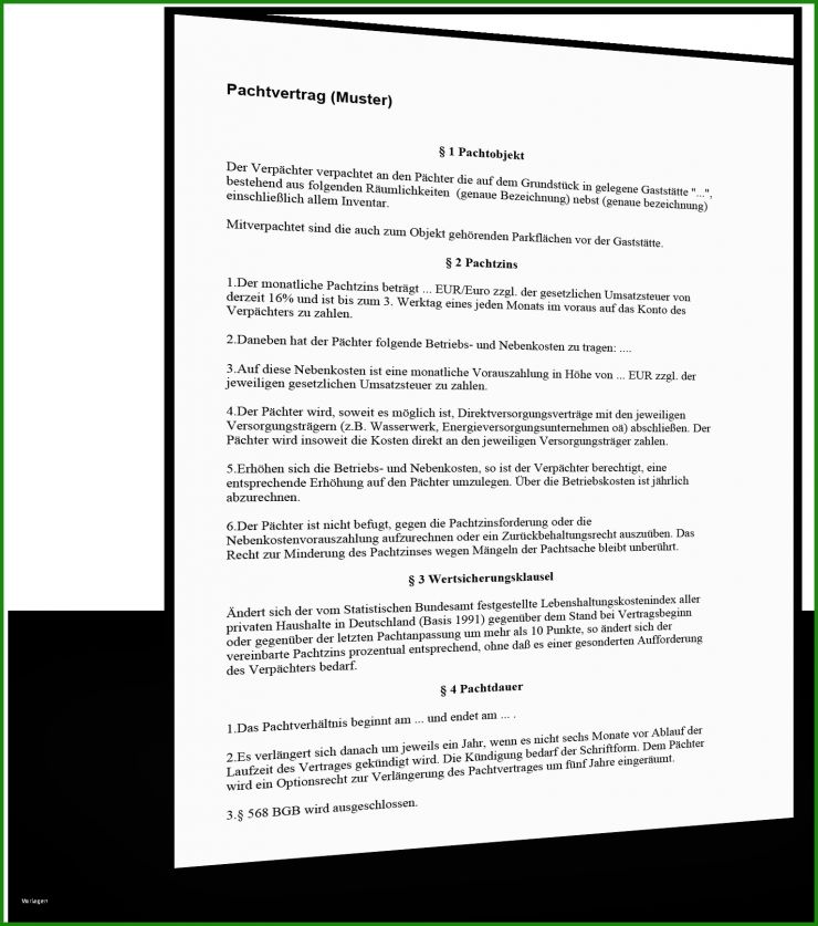 Kündigung Pachtvertrag Durch Verpächter Muster