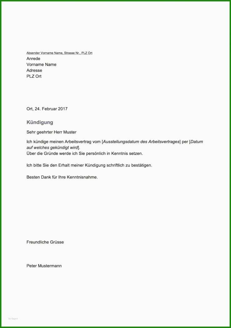 Kündigung Praktikum Muster