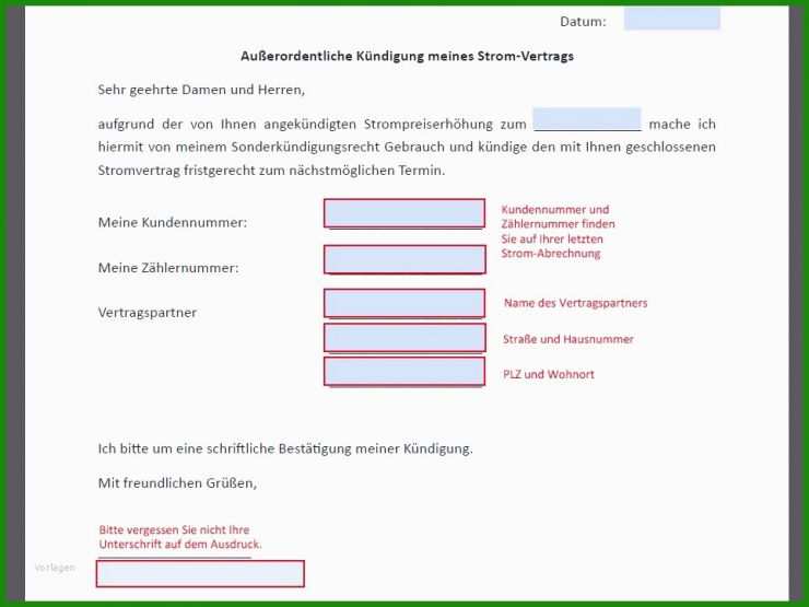 Kündigungserklärung Mietvertrag Muster