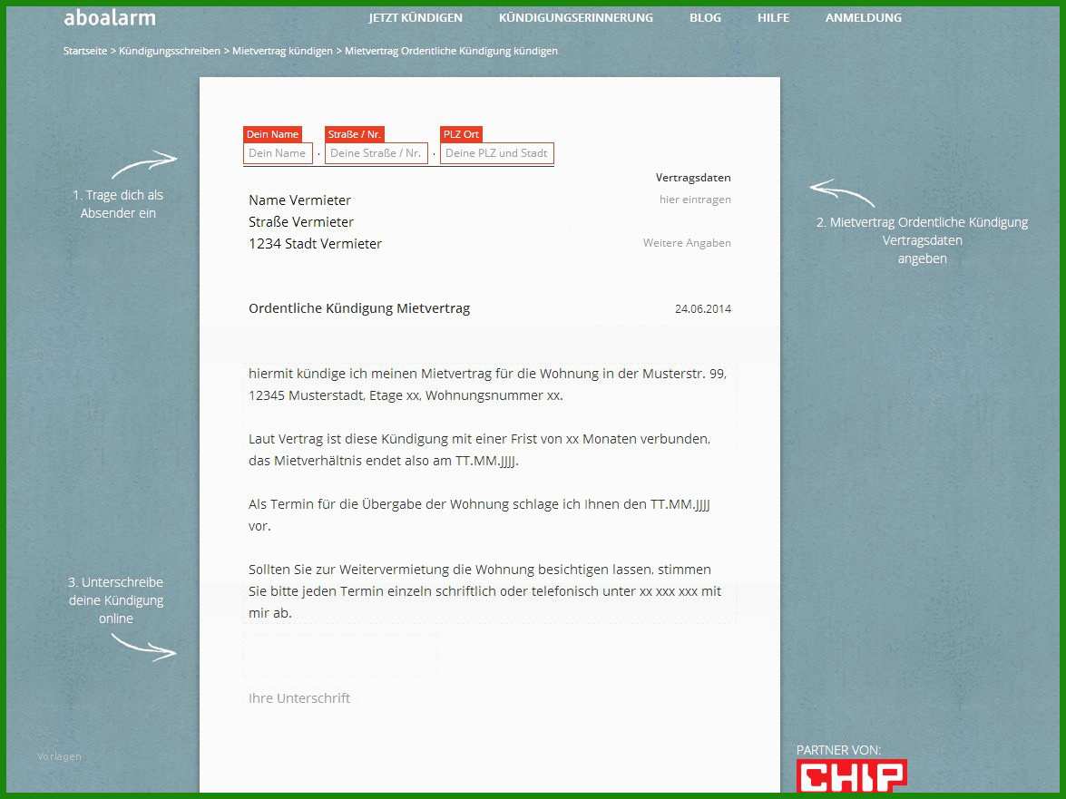 Kündigungsschreiben Mietvertrag Vorlage - Kostenlose Vorlagen Zum