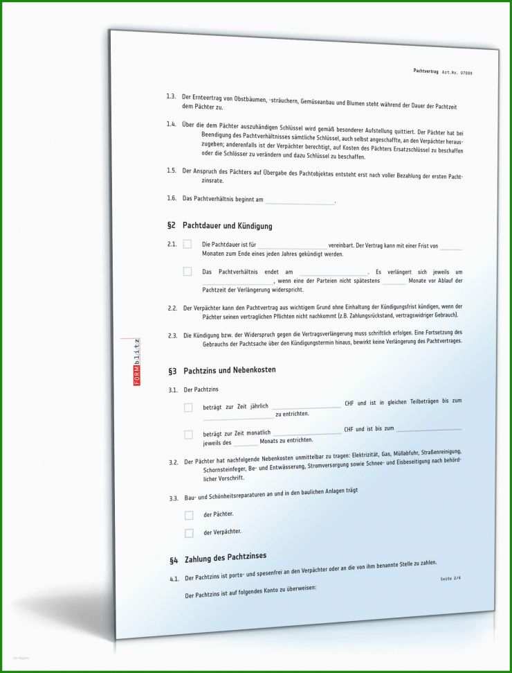 Kündigungsschreiben Pachtvertrag Vorlage