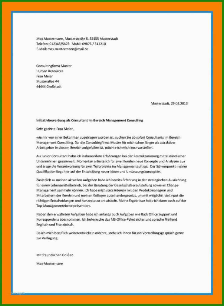 Kurzbewerbung Praktikum Muster