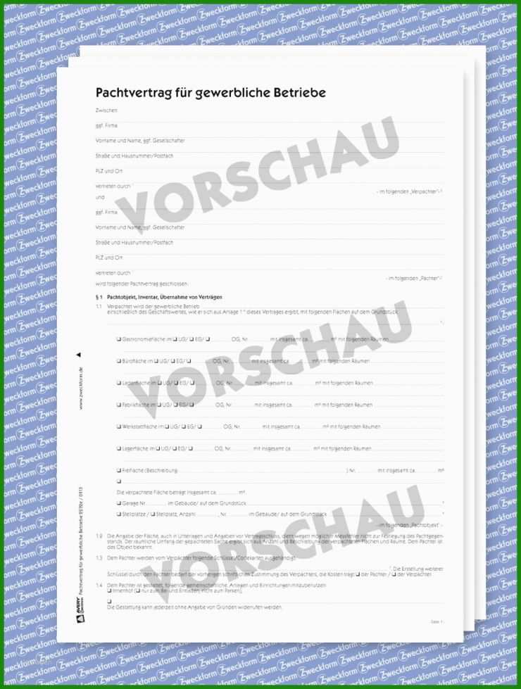 Landwirtschaftlicher Pachtvertrag Muster