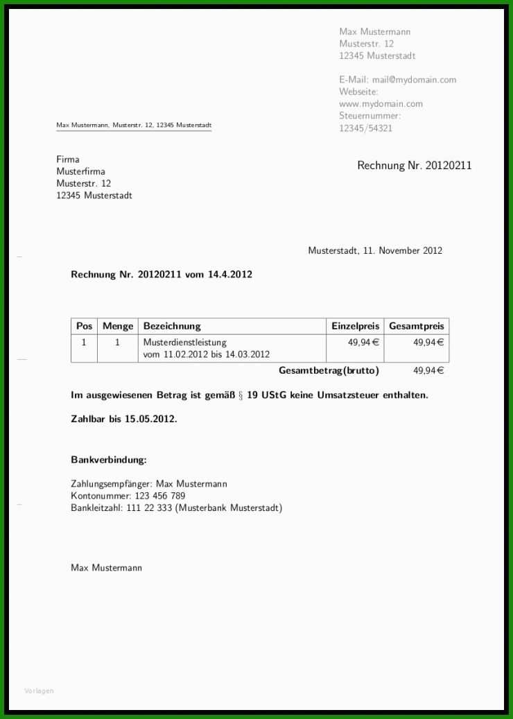 Latex Rechnung Vorlage