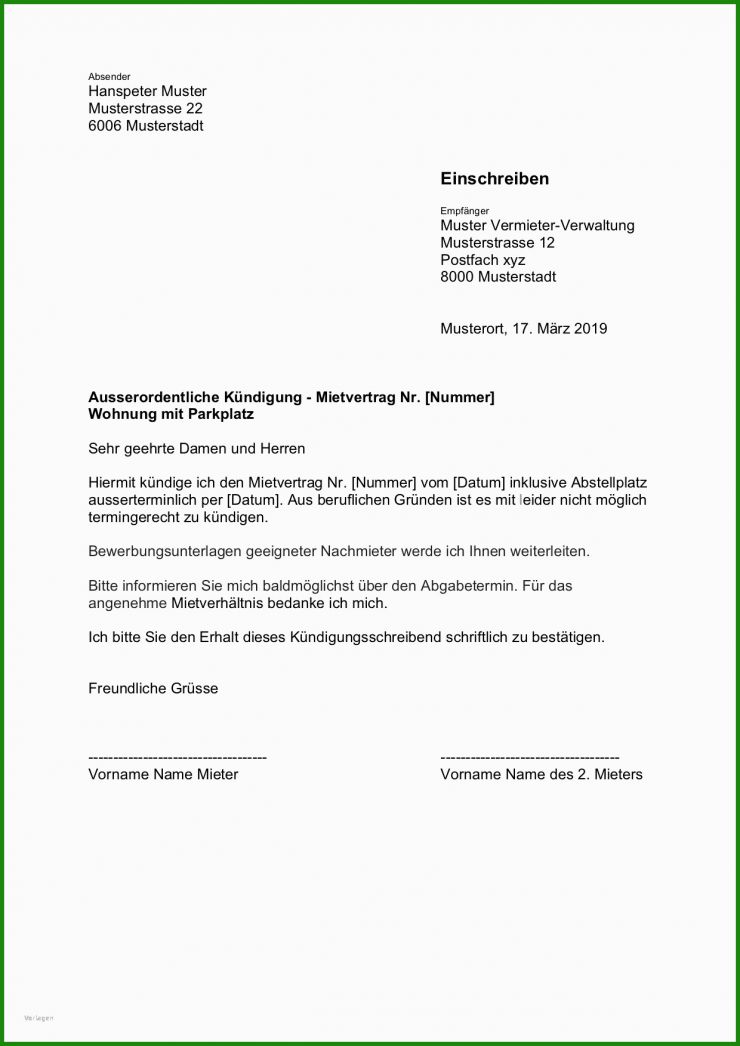 Lebenslanger Mietvertrag Kündigen