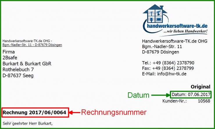 Leistungszeitraum Rechnung Muster