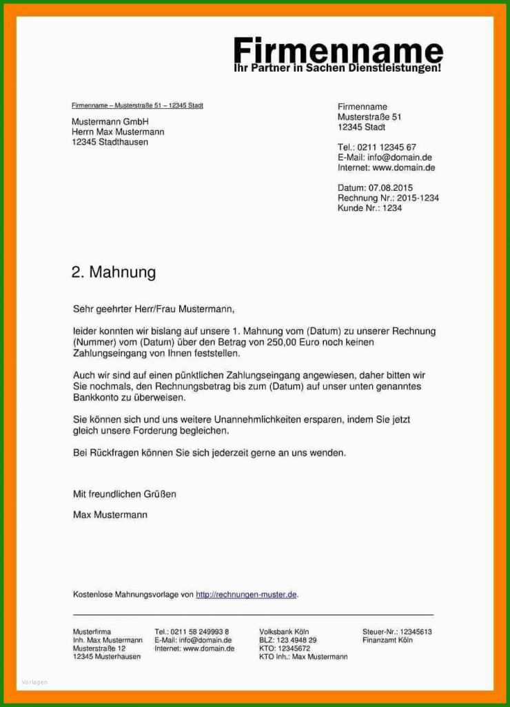Mahnung Brief Muster 4 Mahnung Brief Muster