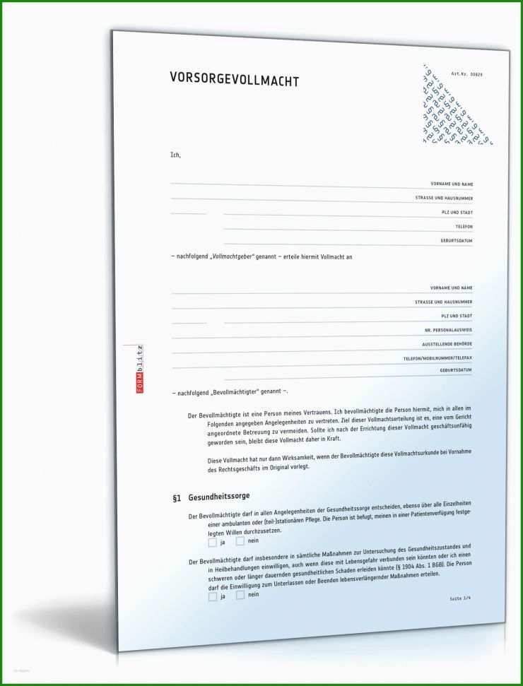 Medizinische Vollmacht Vorlage
